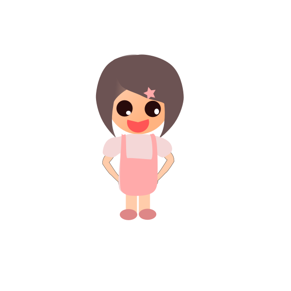 SVG Vector drawing of anime girl in overalls