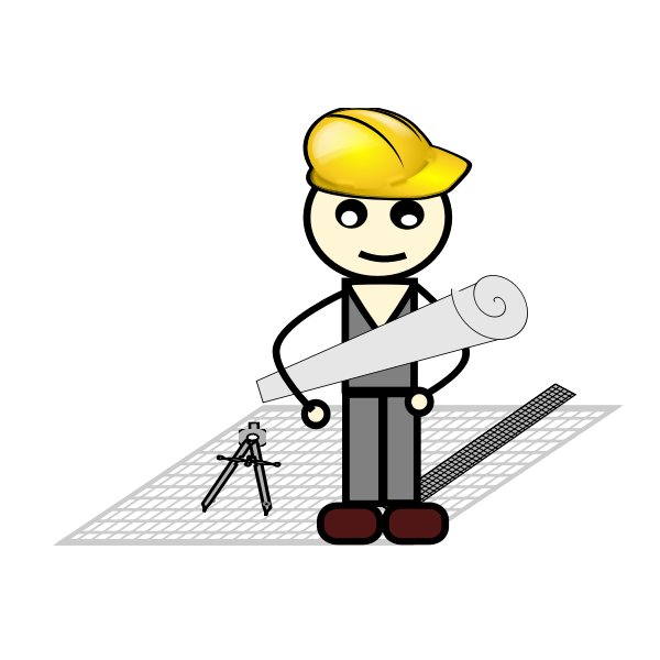 SVG Vector drawing of architect with compass and ruler