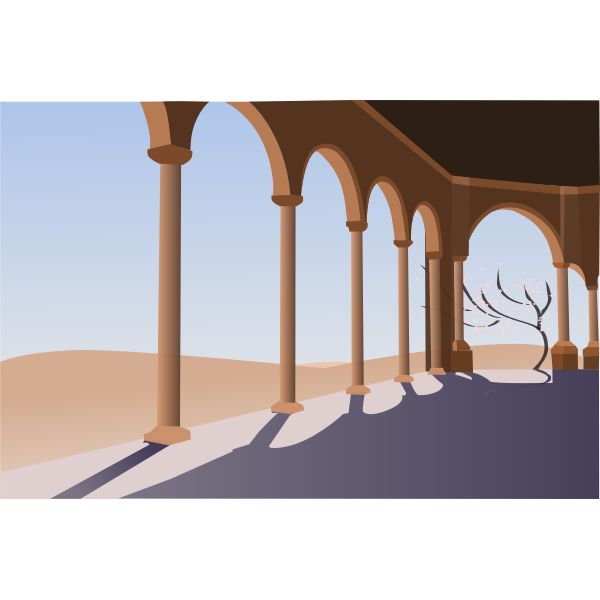 SVG Vector drawing of archway in the desert