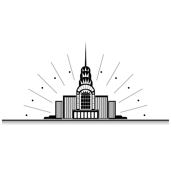 SVG Vector drawing of art deco city