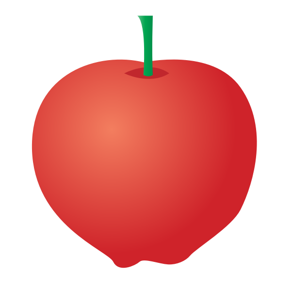 SVG Vector drawing of assymetrical red apple