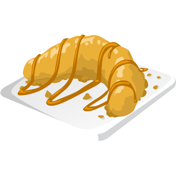 SVG Vector drawing of banana dessert with caramel icing