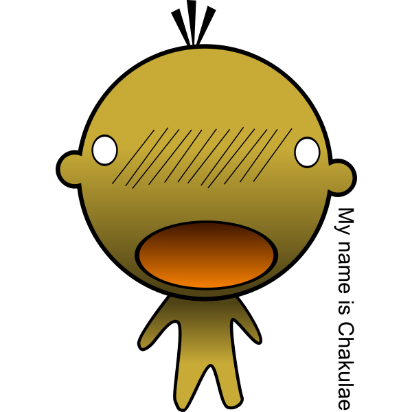 SVG Vector drawing of big headed green boy character