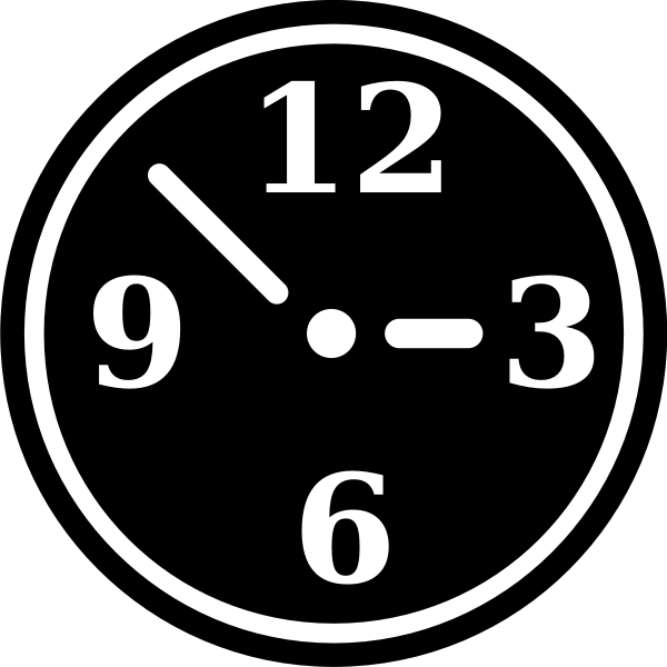 SVG Vector drawing of black and white manual clock symbol