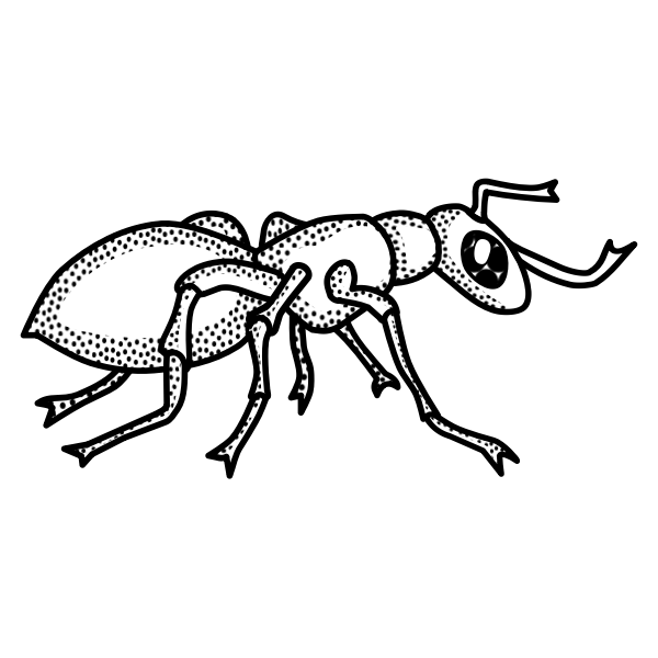 SVG Vector drawing of black and white spotty ant
