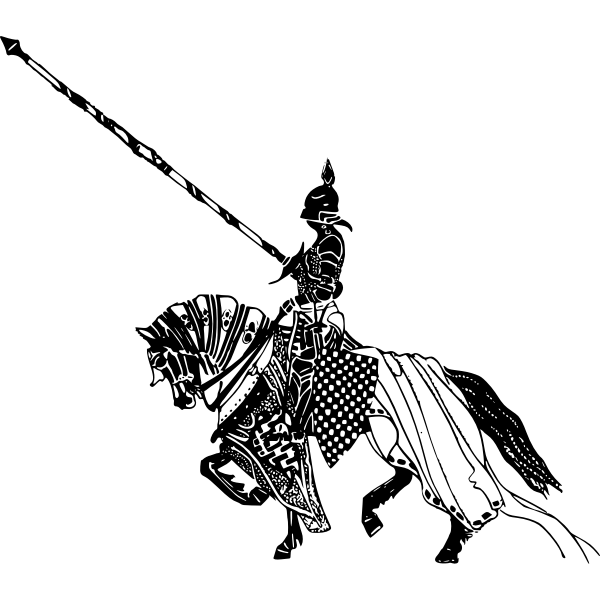 SVG Vector drawing of black knight with armor