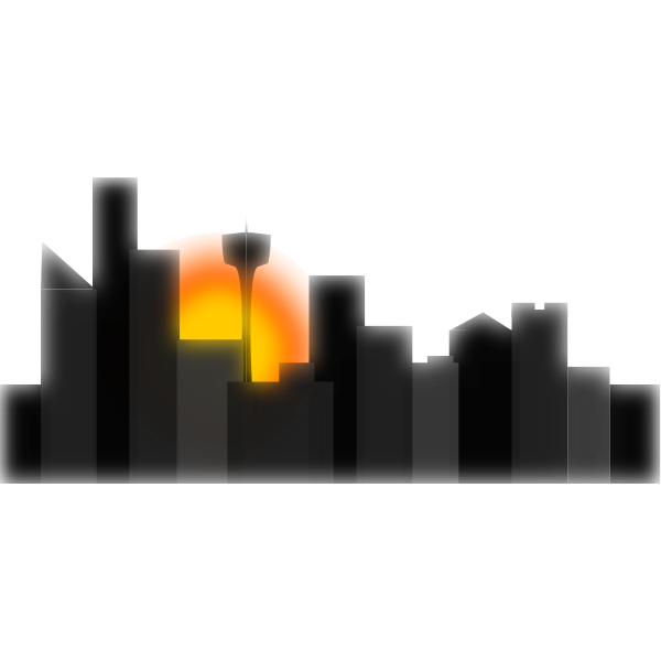 SVG Vector drawing of black sunset city