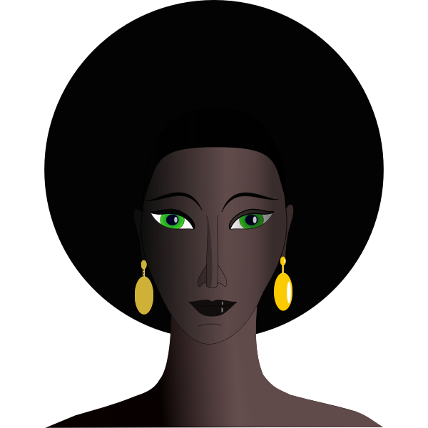 SVG Vector drawing of black woman with green eyes