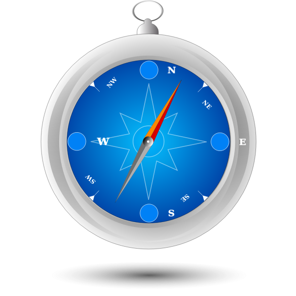 SVG Vector drawing of blue and grayscale compass