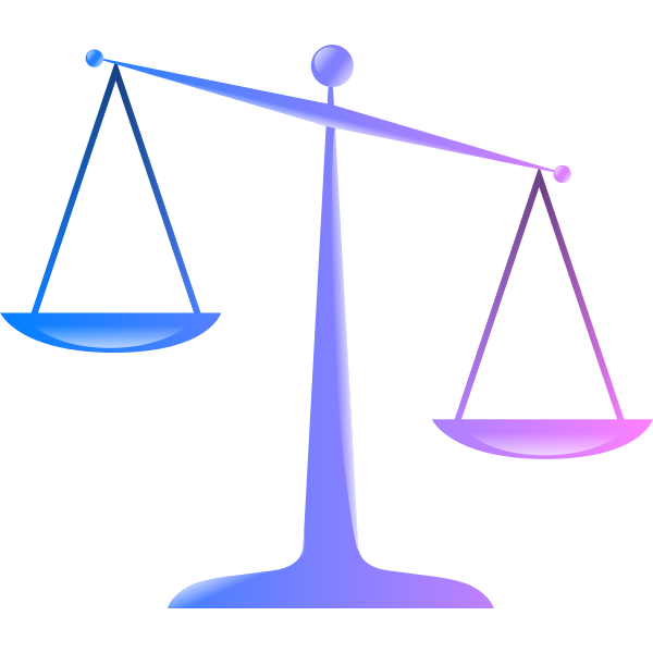 SVG Vector drawing of blue and purple scales of justice