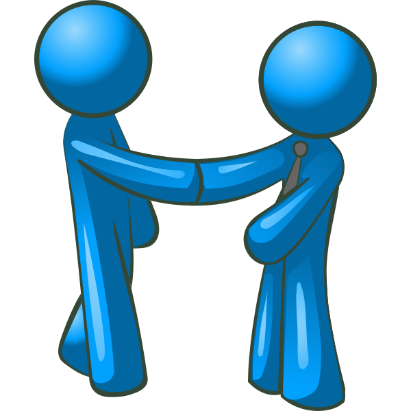 SVG Vector drawing of blue figures shaking hands