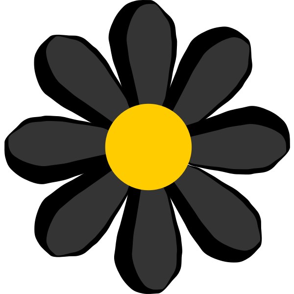 SVG Vector drawing of blue flower with yellow bud