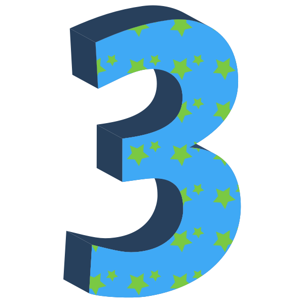 SVG Vector drawing of blue number three