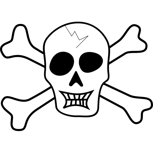 SVG Vector drawing of broken skull pirate sign