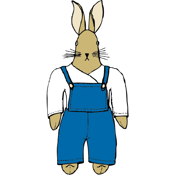 SVG Vector drawing of bunny in overalls