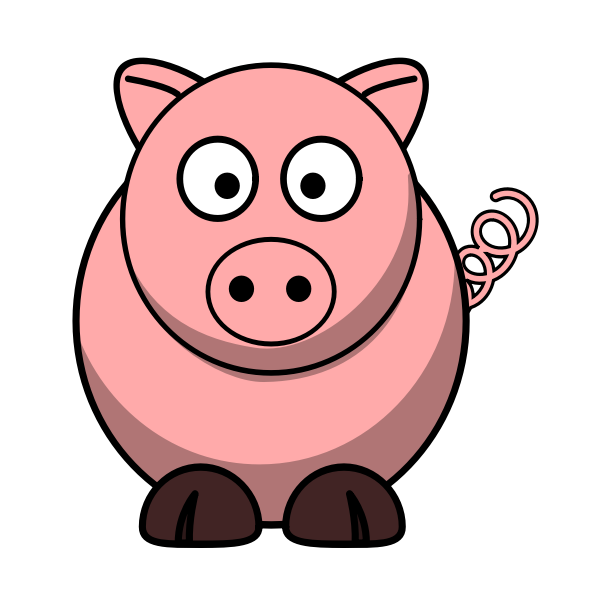 SVG Vector drawing of cartoon pig with twisted tail