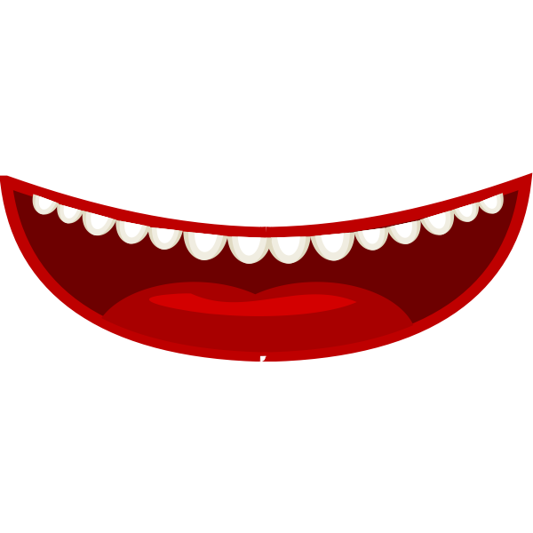 SVG Vector drawing of cartoon style red mouth with white teeth