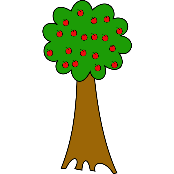 SVG Vector drawing of cartoon tree of apples