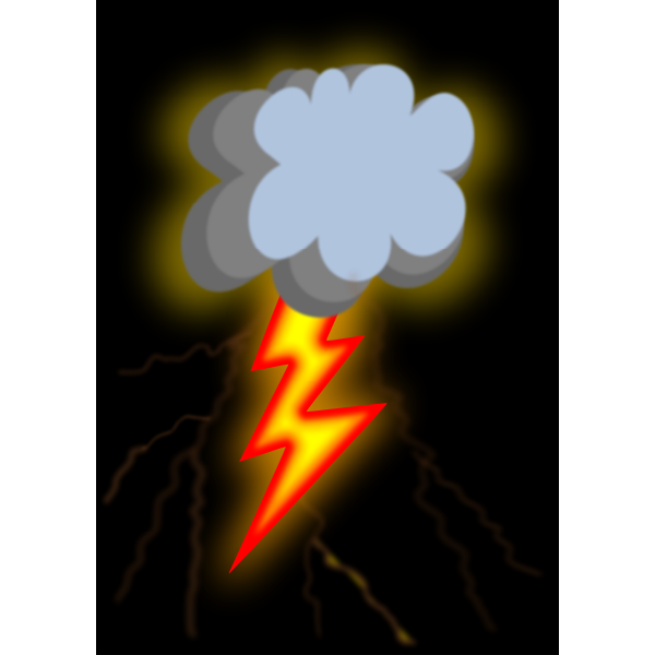 SVG Vector drawing of cloudy day with lighting weather icon