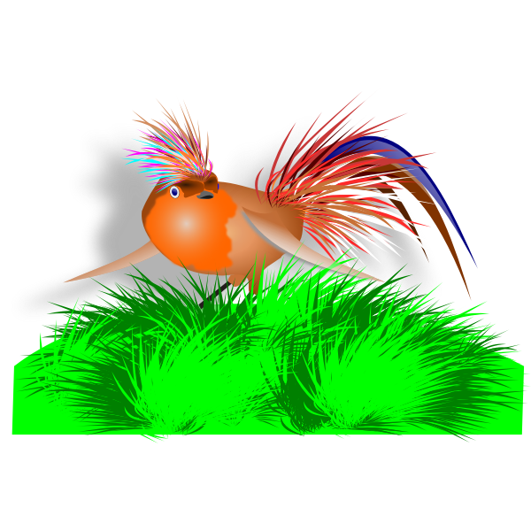 SVG Vector drawing of colorful bird on grass