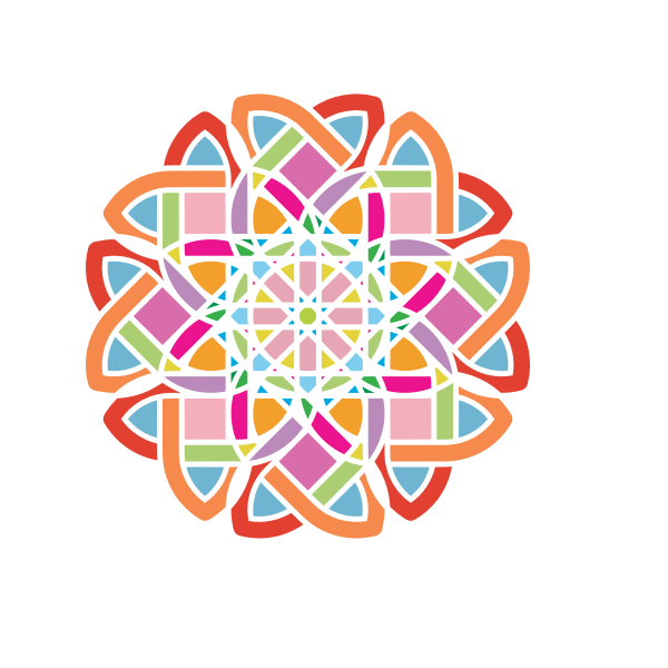 SVG Vector drawing of colorful maze flower