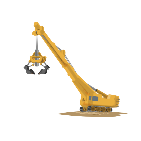 SVG Vector drawing of construction crane with high reach