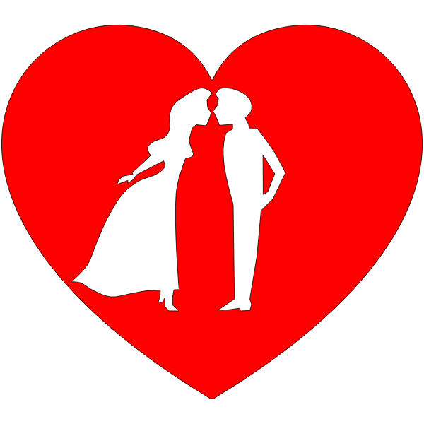 SVG Vector drawing of couple in heart