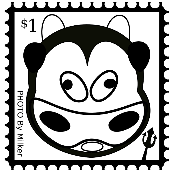 SVG Vector drawing of cow head on postage stamp