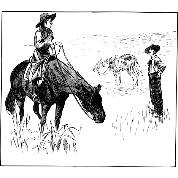 SVG Vector drawing of cowgirls talking