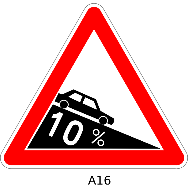 SVG Vector drawing of dangerous descent triangular road sign