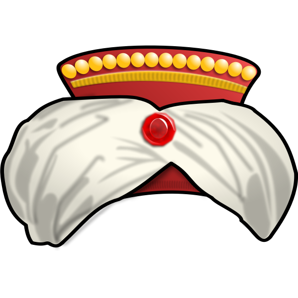 SVG Vector drawing of decorated sultan cap with a gem