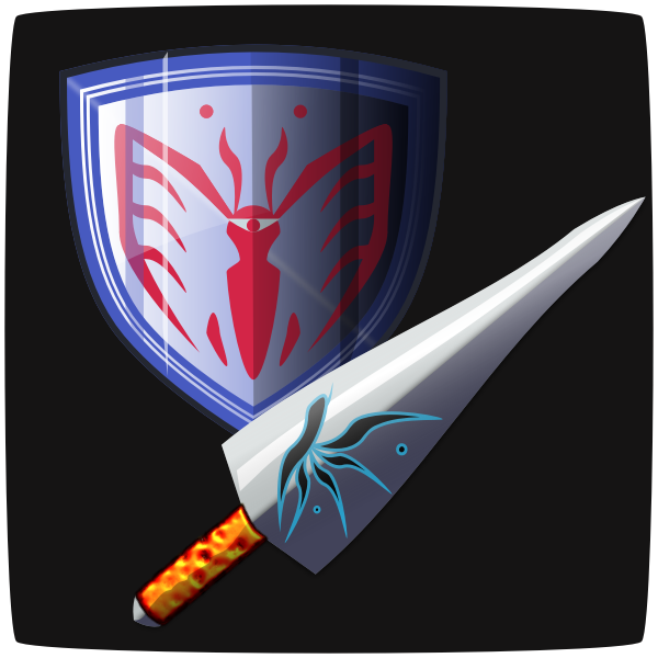 SVG Vector drawing of decorated sword and shield