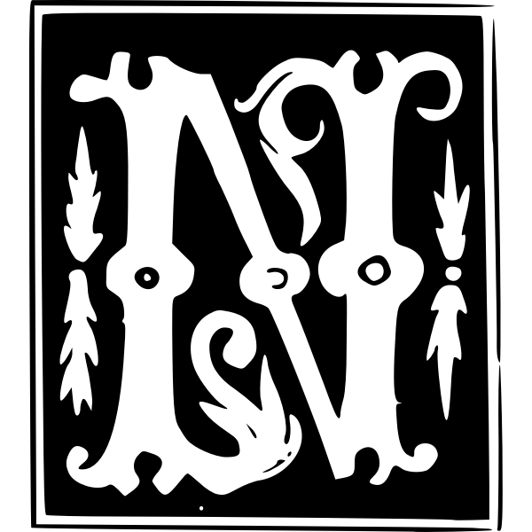 SVG Vector drawing of decorative letter N
