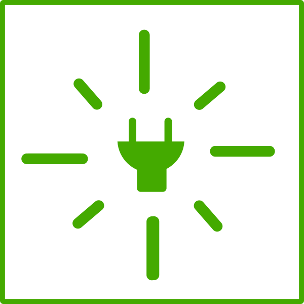SVG Vector drawing of eco green lightblulb icon with thin border