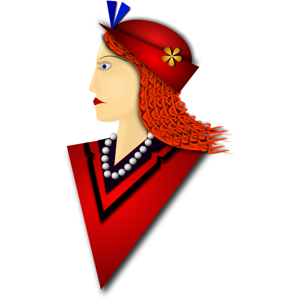 SVG Vector drawing of elegant woman with red hat
