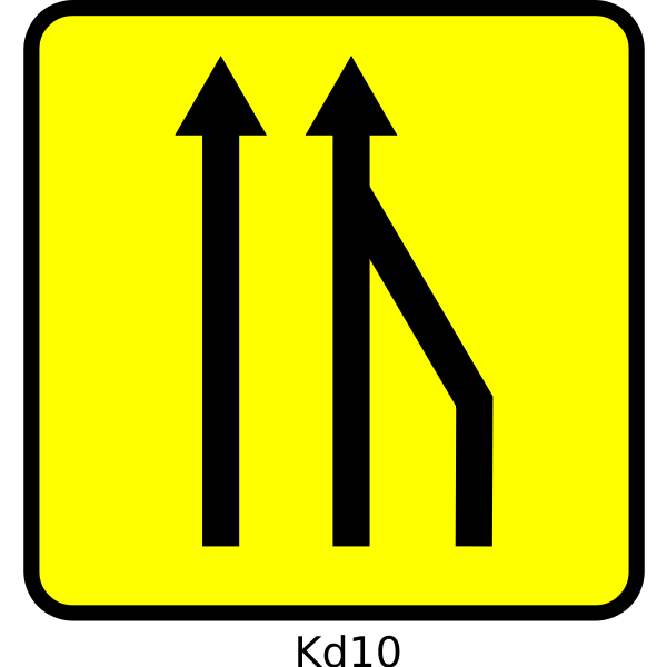 SVG Vector drawing of far right lane reduction road sign in France