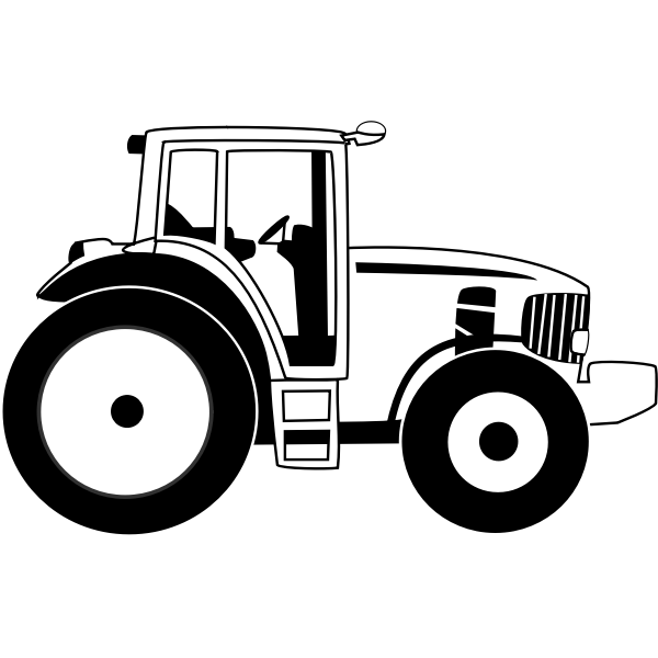 SVG Vector drawing of farm tractor in black and white