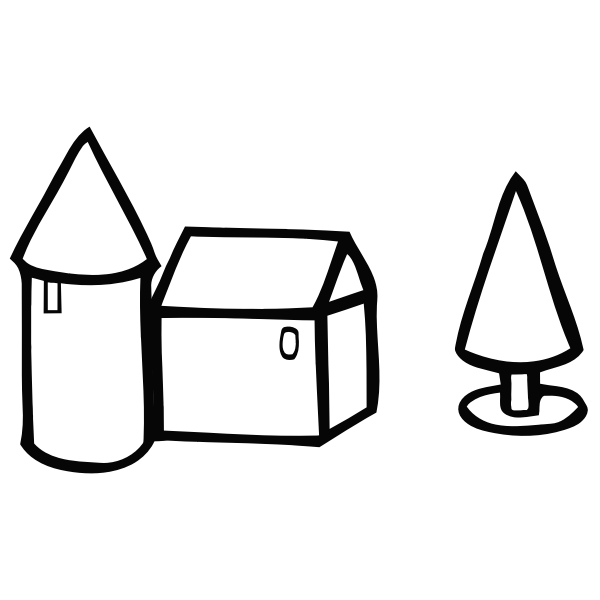 SVG Vector drawing of farmhouse lineart