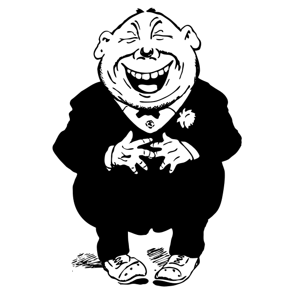 SVG Vector drawing of fat man laughing
