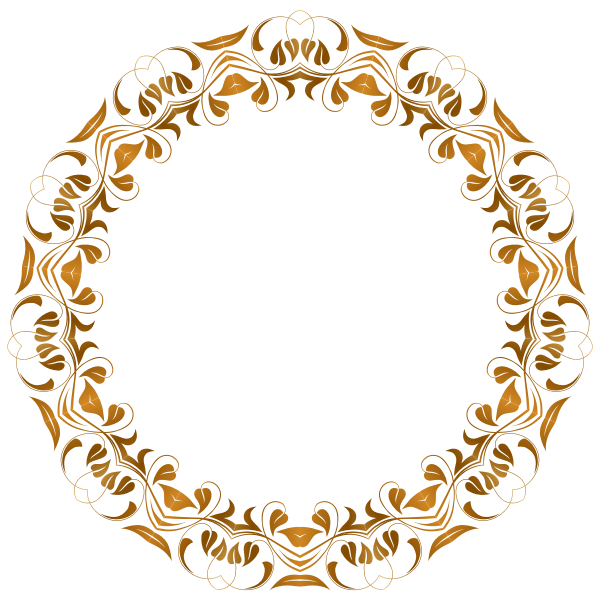 SVG Vector drawing of flourish gold colored round frame