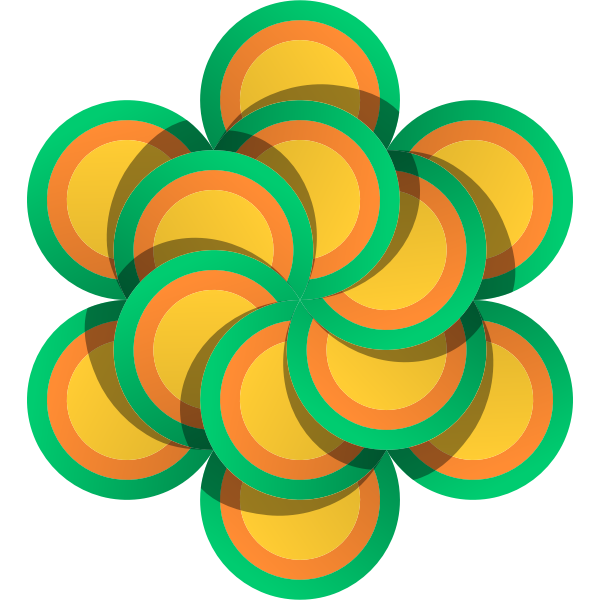 SVG Vector drawing of flower made of multicolor circles