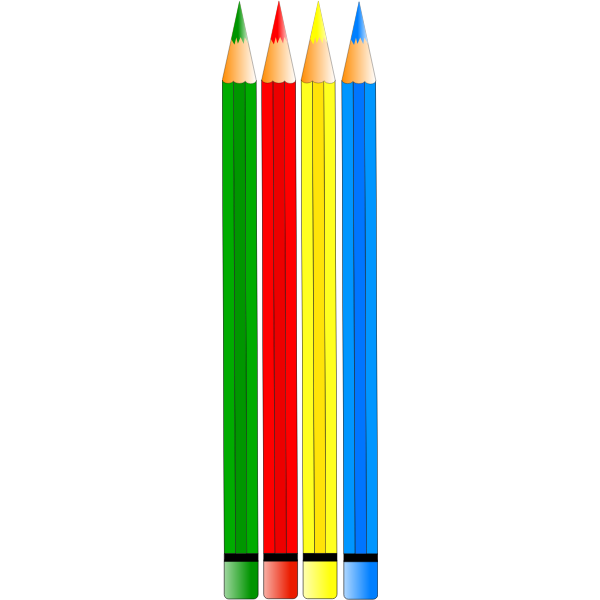 SVG Vector drawing of four colored pencils