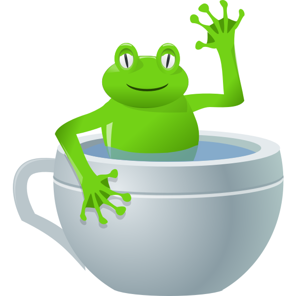 SVG Vector drawing of frog in a tea cup