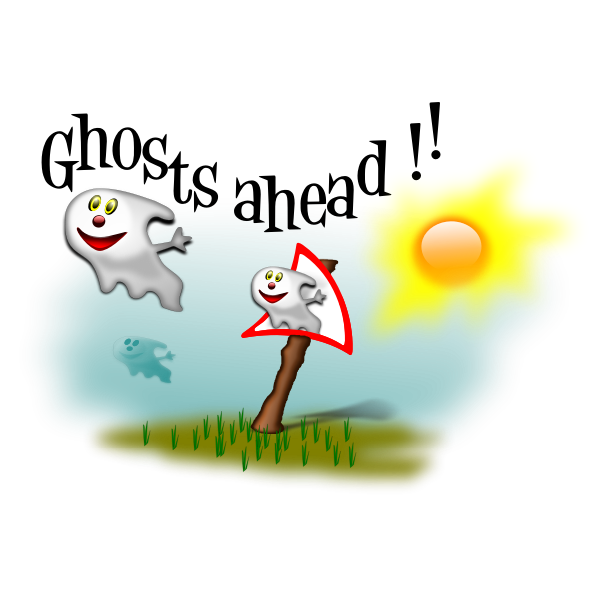 SVG Vector drawing of ghosts ahead signpost