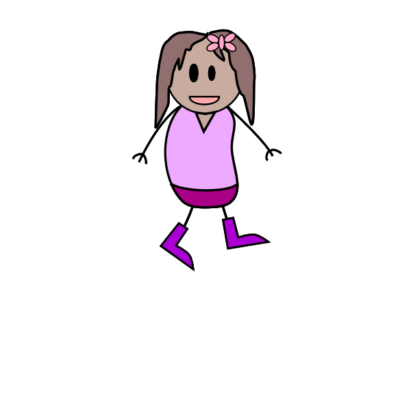 SVG Vector drawing of girl stick figure in purple clothes