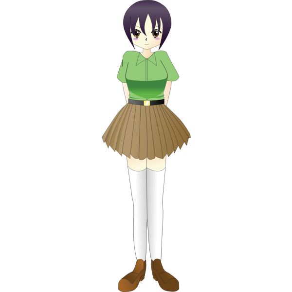 SVG Vector drawing of girl with purple hair