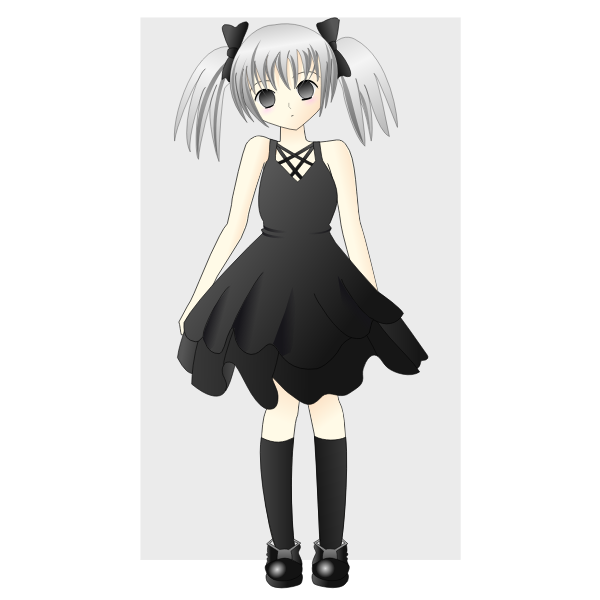 SVG Vector drawing of girl with silver hair