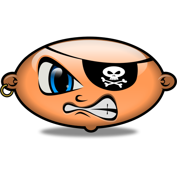 SVG Vector drawing of Glass-style emoticon of an angry pirate character