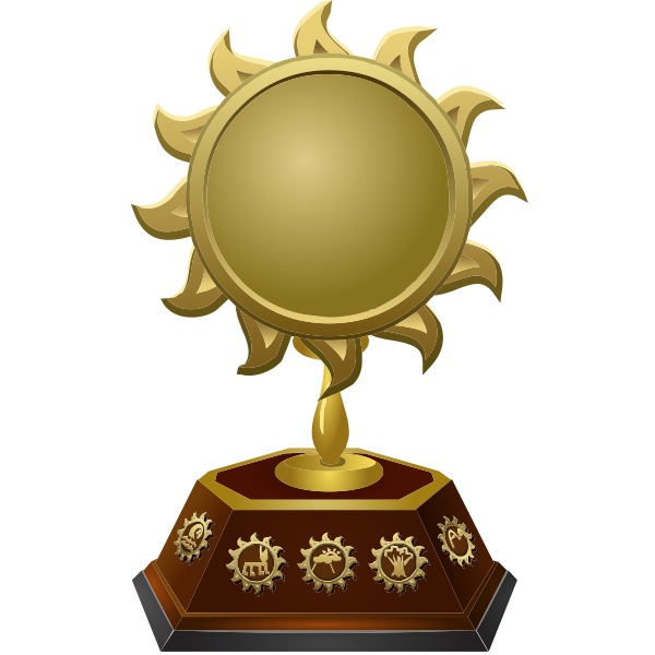 SVG Vector drawing of gold sun shaped trophy
