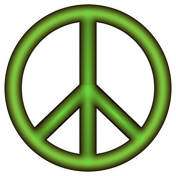 SVG Vector drawing of green 3D peace symbol